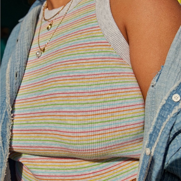 Aerie Free Spirit Ribbed Striped Tank Top NWT - Picture 6 of 11